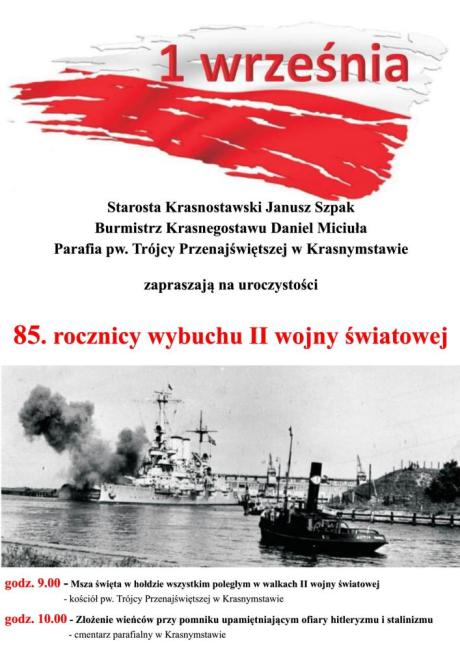 Uroczystość 85. rocznicy wybuchu II wojny światowej